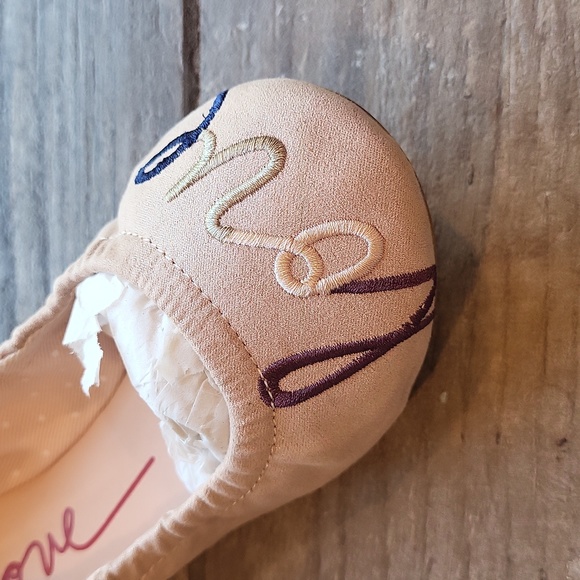 Natural Pink Sparkle Ballet Love Flats, Vegan Suede-Leather, Ellen Degeneres - Picture 2 of 3